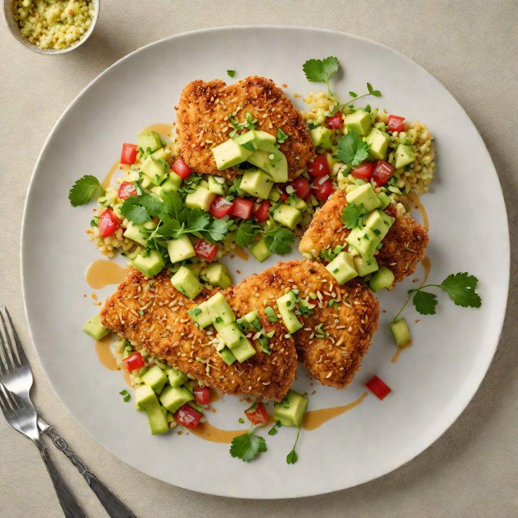 Macadamia-Crusted Chicken with Finger Lime and Avocado Salsa