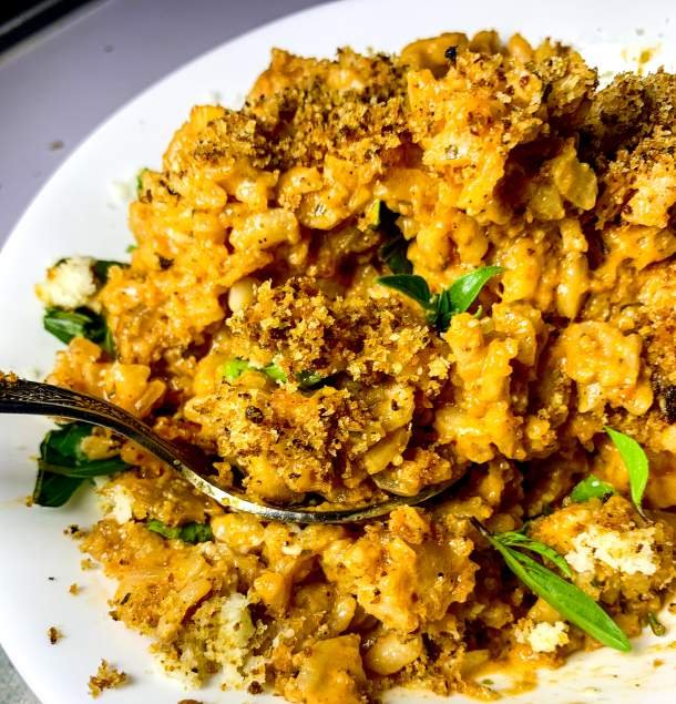 Aperol Tomato Risotto with Fresh Basil