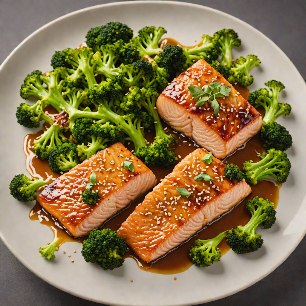 Ginger-Soy Glazed Salmon with Sesame Roasted Broccoli