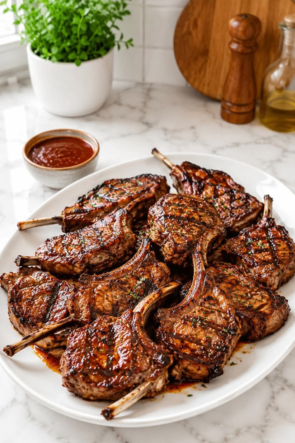 Eucalyptus-Smoked Lamb Chops with Mint and Davidson’s Plum Sauce