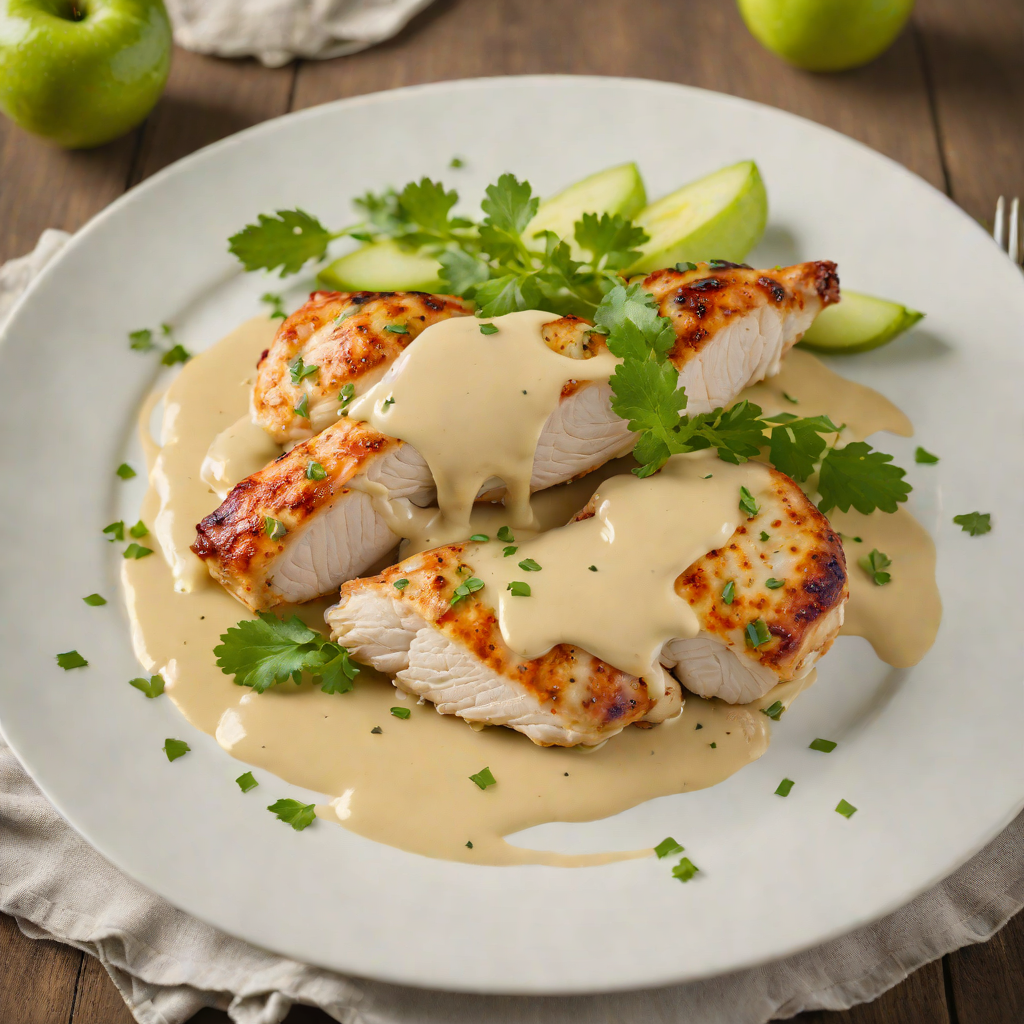 Pan-Seared Chicken with Green Apple and Mustard Cream Sauce
