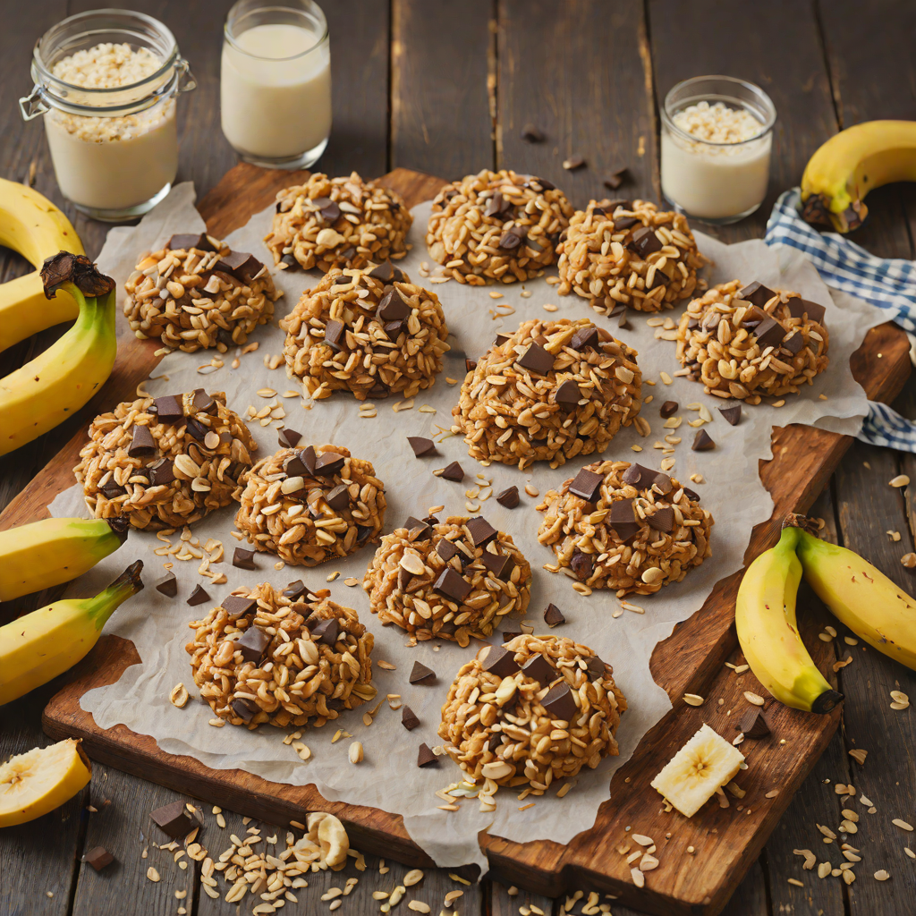 Quick Banana Oatmeal Cookies with Dark Chocolate Chunks