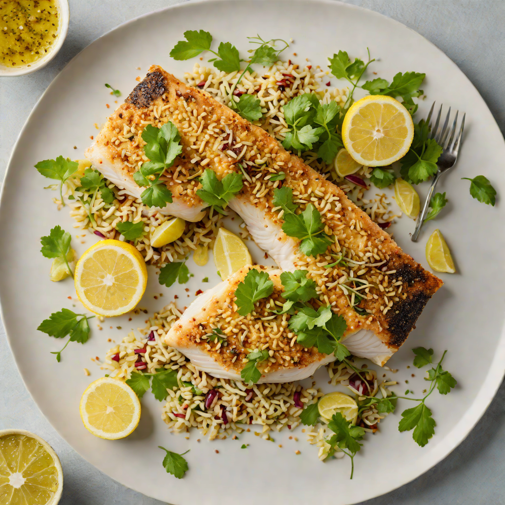 Macadamia-Crusted Barramundi with Lemon and Finger Lime Vinaigrette