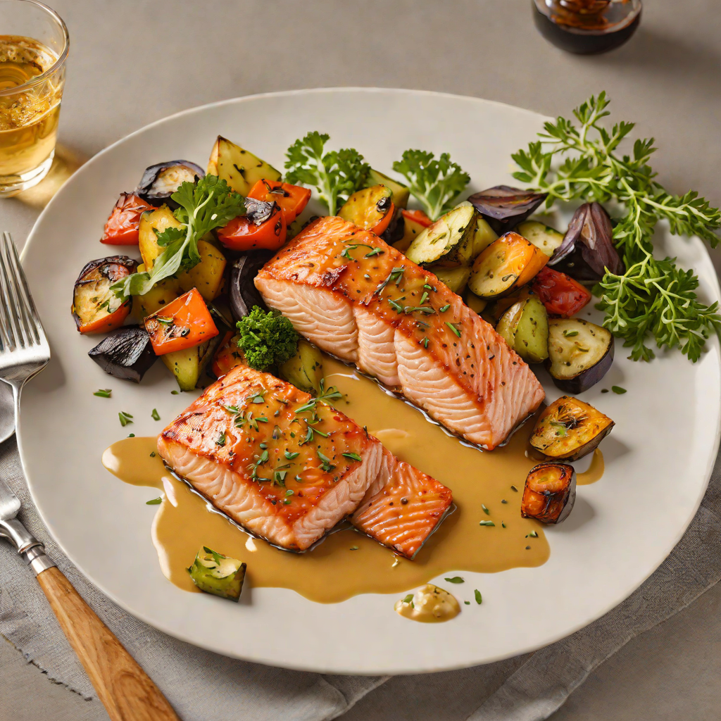 Honey-Mustard Glazed Salmon with Roasted Vegetables