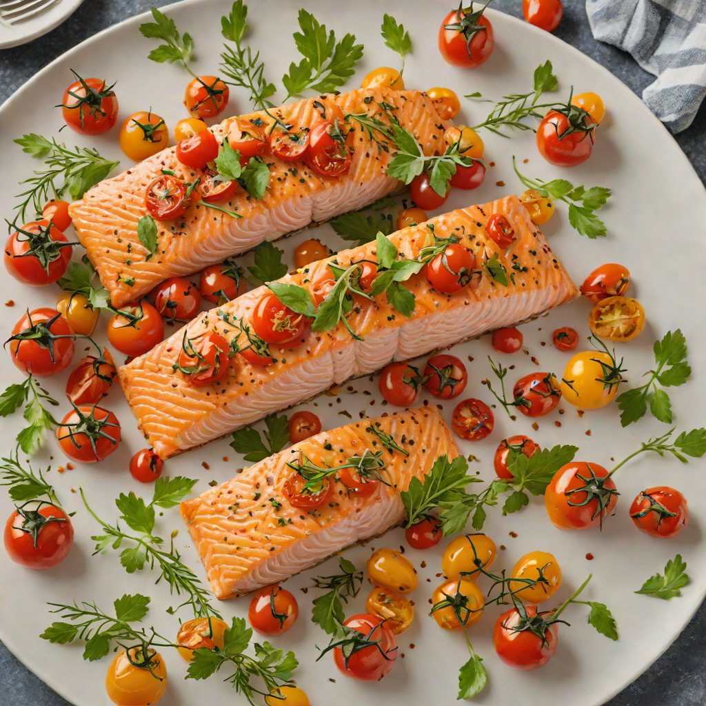 Herb-Garlic Sheet Pan Salmon with Roasted Cherry Tomatoes
