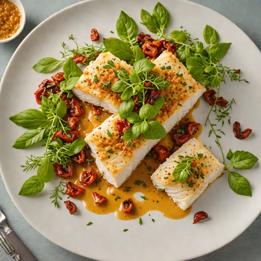 Herb-Baked Cod with Sun-Dried Tomato Pesto