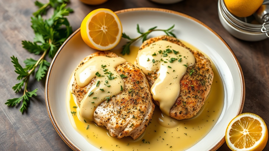 Authentic Herb-Crusted Chicken with Lemon-Dill Sauce