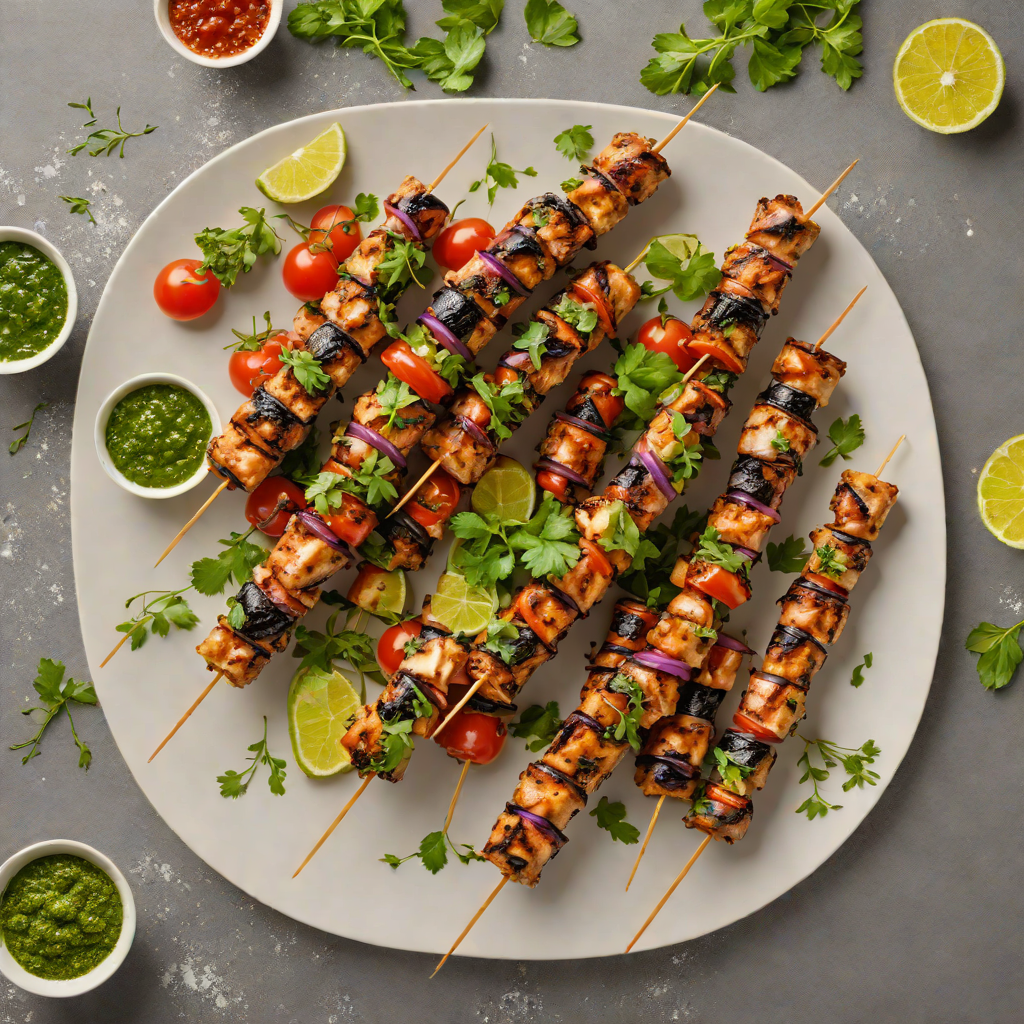 Grilled Açaí-Marinated Chicken Skewers with Chimichurri