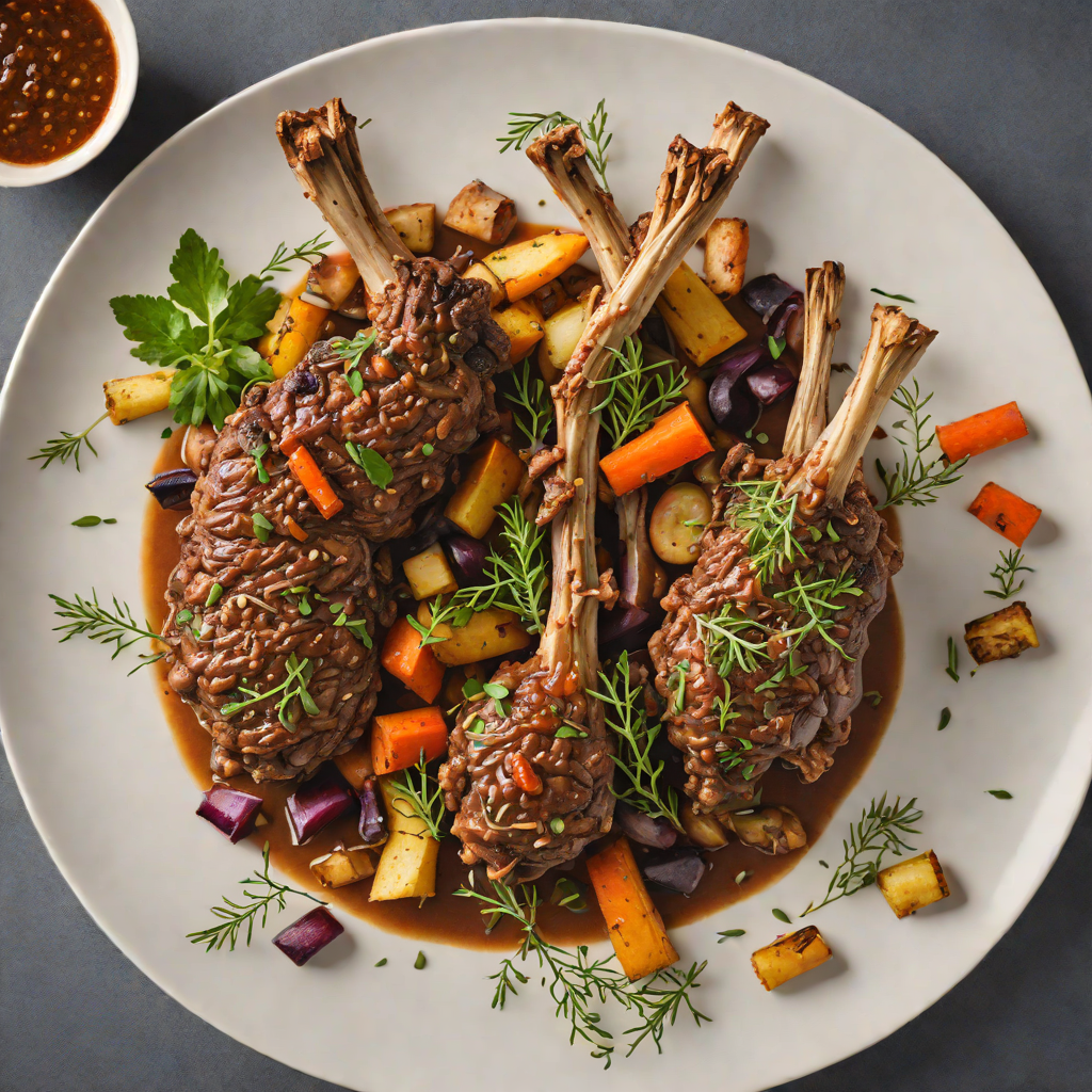 Slow-Cooked Lamb Shanks with Aniseed Myrtle and Roasted Root Vegetables