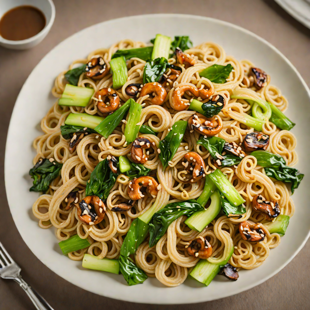 Vegetarian Stir-Fried Udon Noodles with Shiitake and Bok Choy