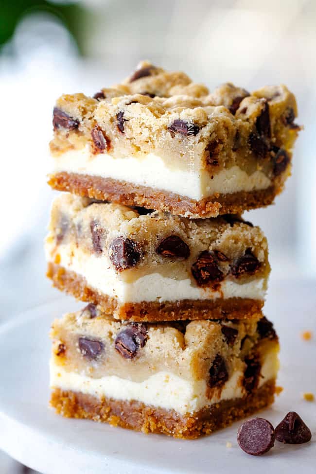 No-Bake Chocolate Chip Cookie Dough Cheesecake Bars