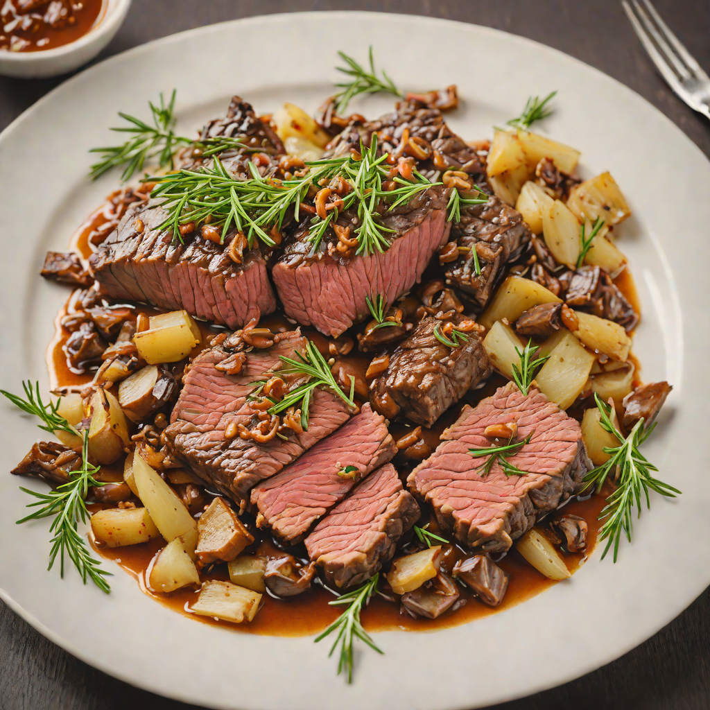 Slow-Braised Ethiopian Beef with Caramelized Onions and Rosemary