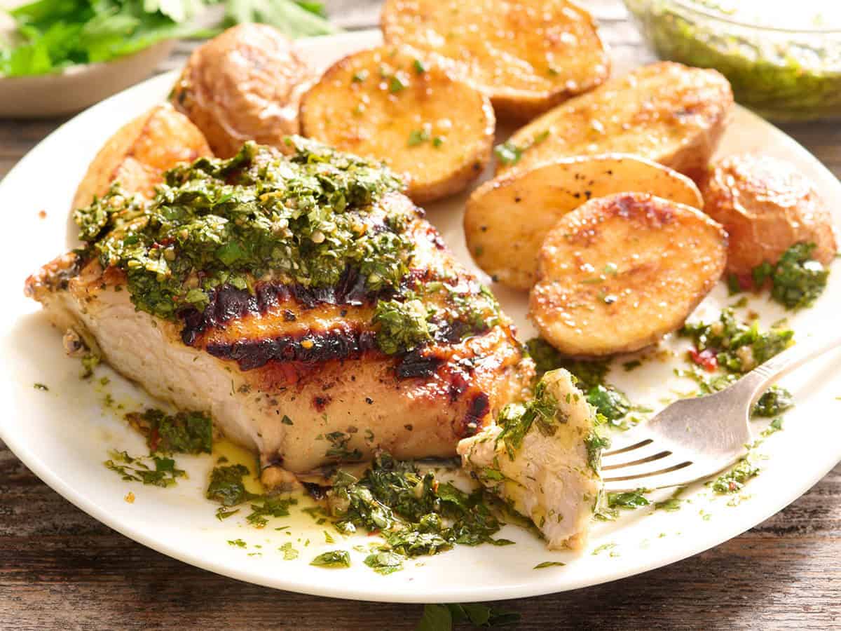 Cachaça-Marinated Grilled Chicken with Chimichurri Salsa