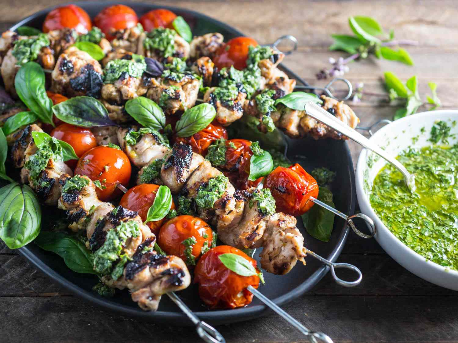 Grilled Herb-Marinated Chicken Skewers with Lemon