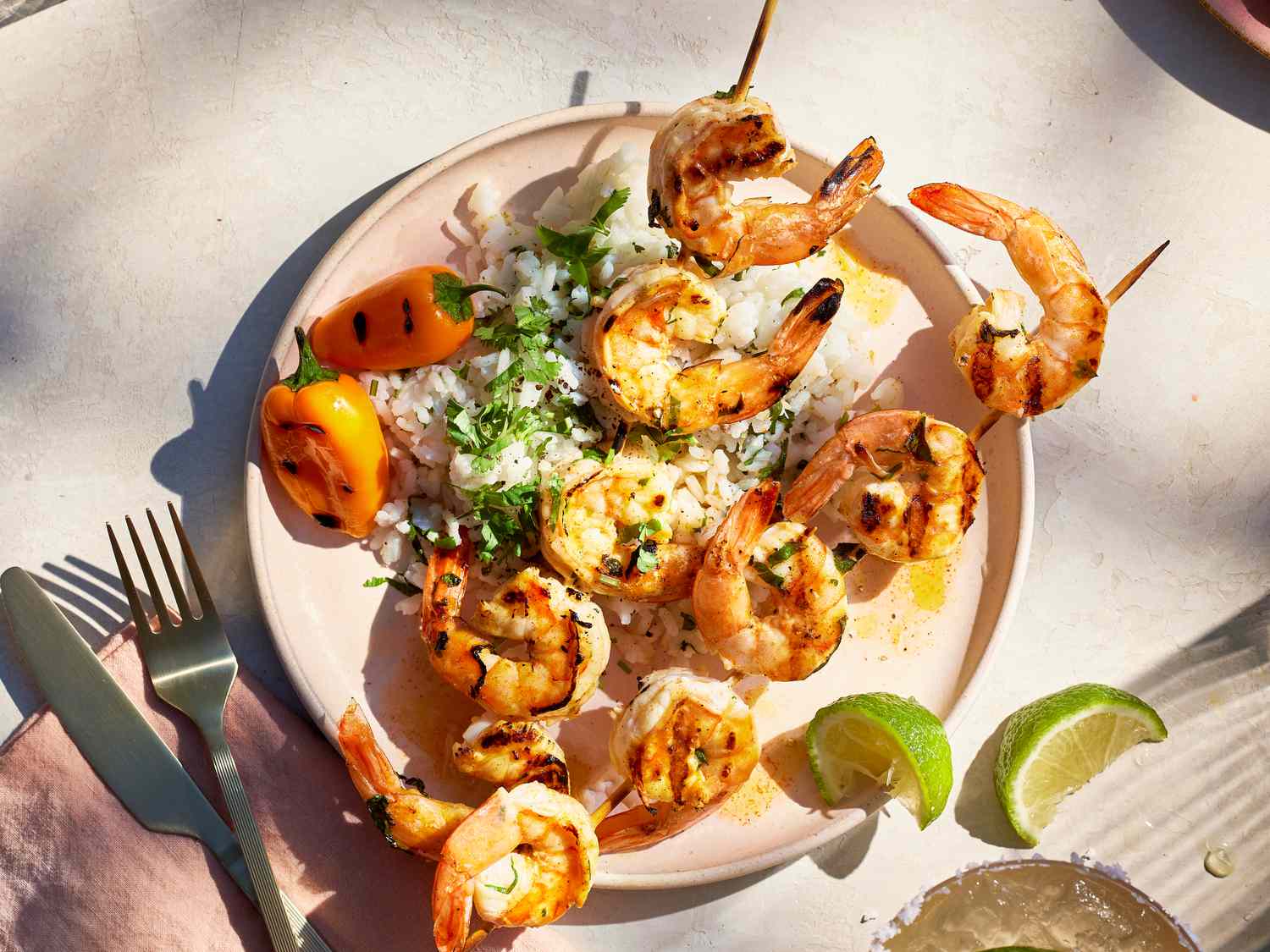 Charred Mezcal-Lime Shrimp with Grilled Pineapple Salsa