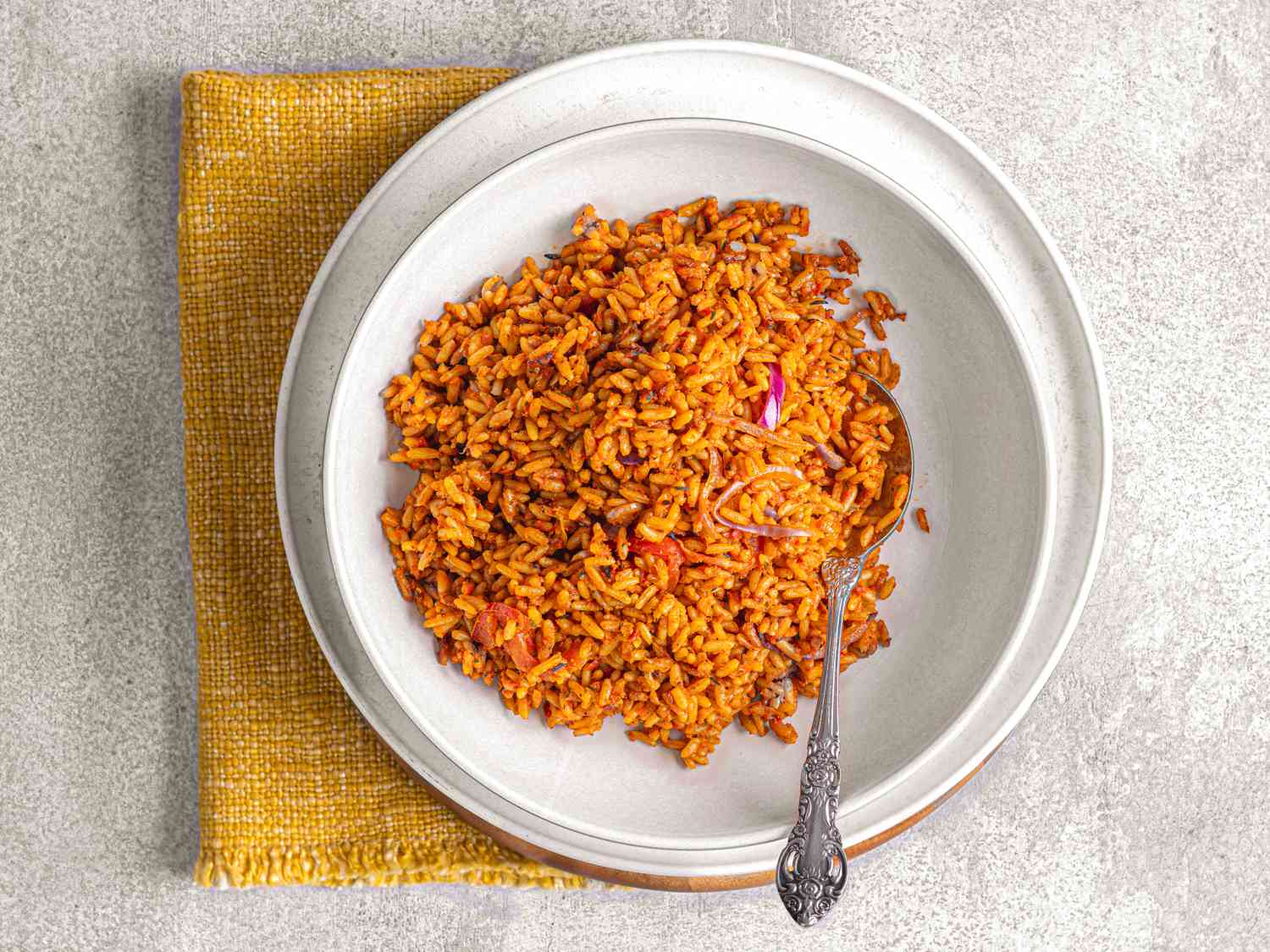 Jollof-Inspired Spiced Rice Bowl with Tomato-Pepper Sauce