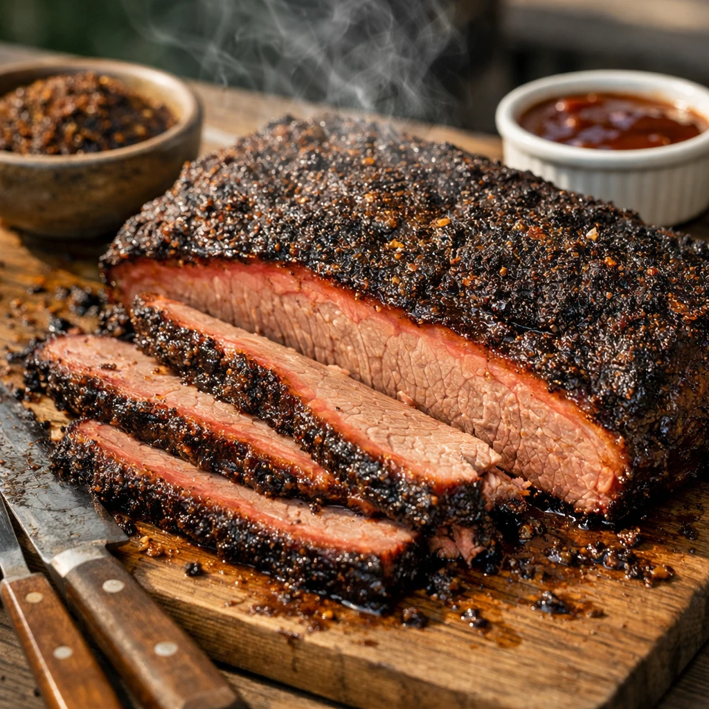 Pellet Grill Smoked Brisket with Coffee Rub