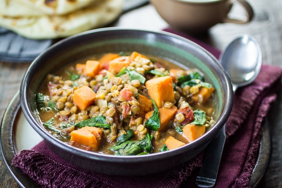 Ethiopian-Inspired Stewed Lentils and Spinach with Berbere