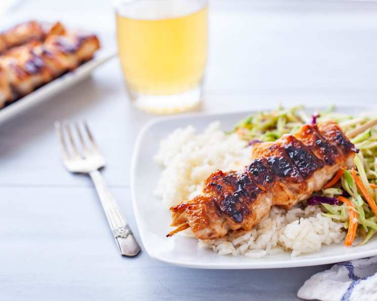 Alaskan Salmon Skewers with Maple-Soy Glaze