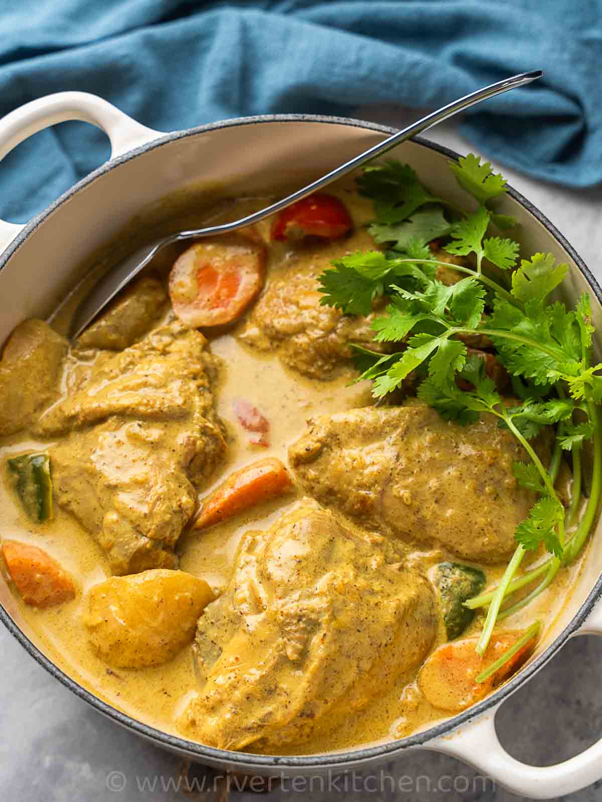 Traditional Filipino Chicken Curry with Evaporated Milk and Vegetables