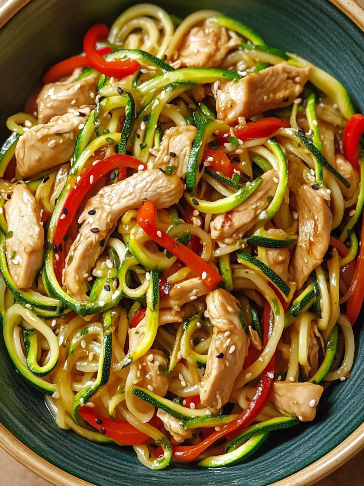 Zucchini Noodle Stir-Fry with Chicken and Shiitake
