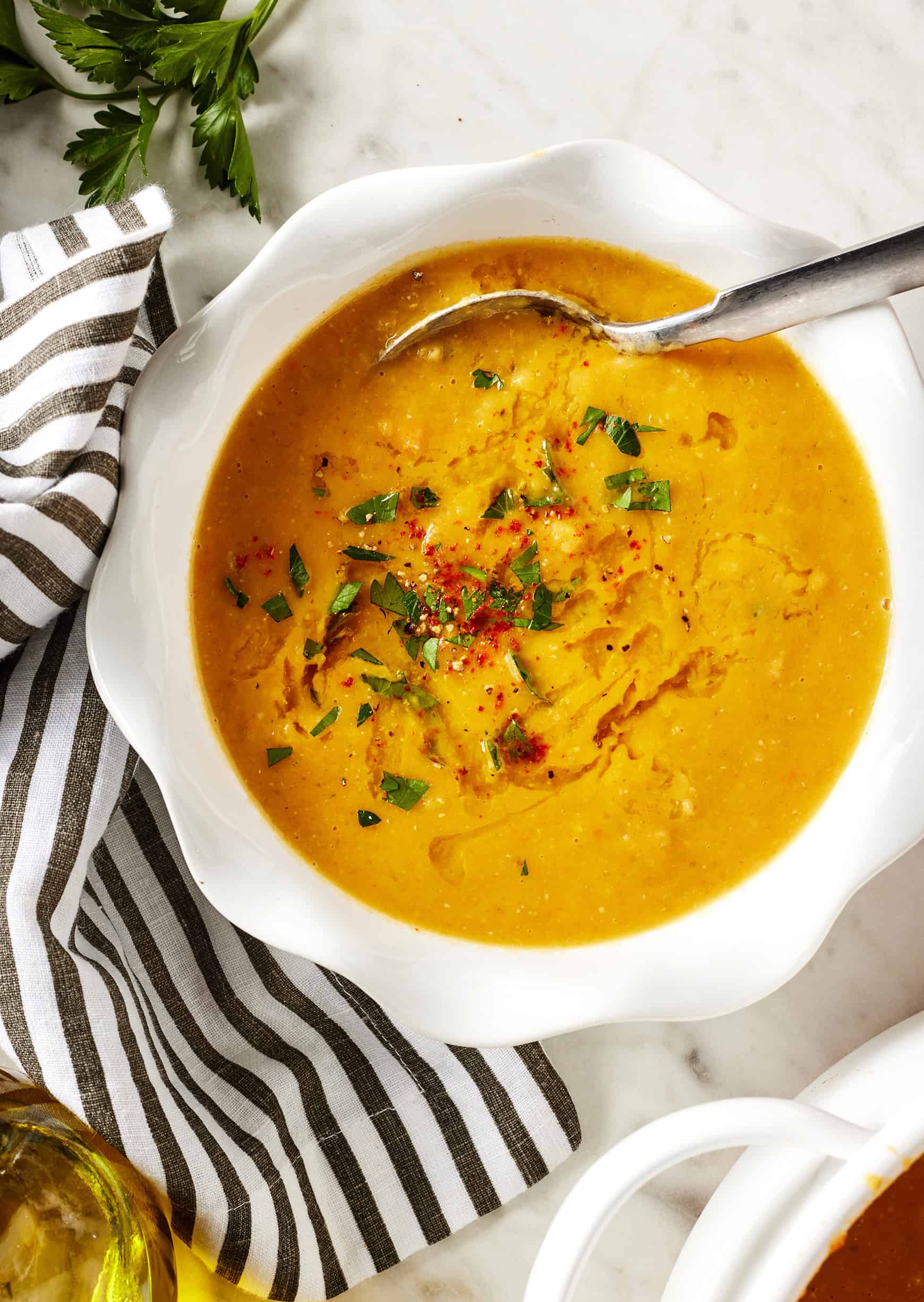 Kashmiri Spiced Red Lentil Soup with Ginger and Turmeric