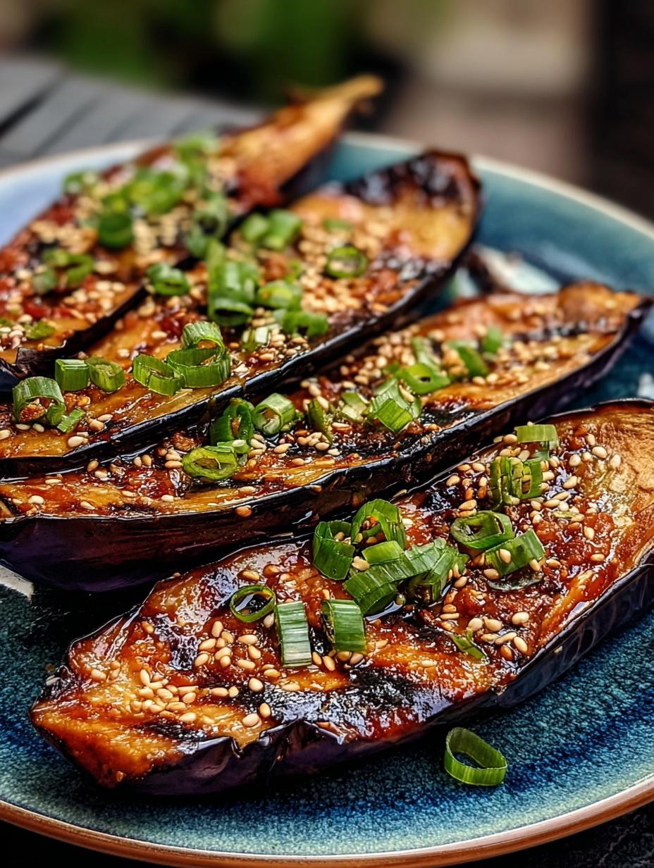 Grilled Miso-Marinated Eggplant with Shiso and Sesame