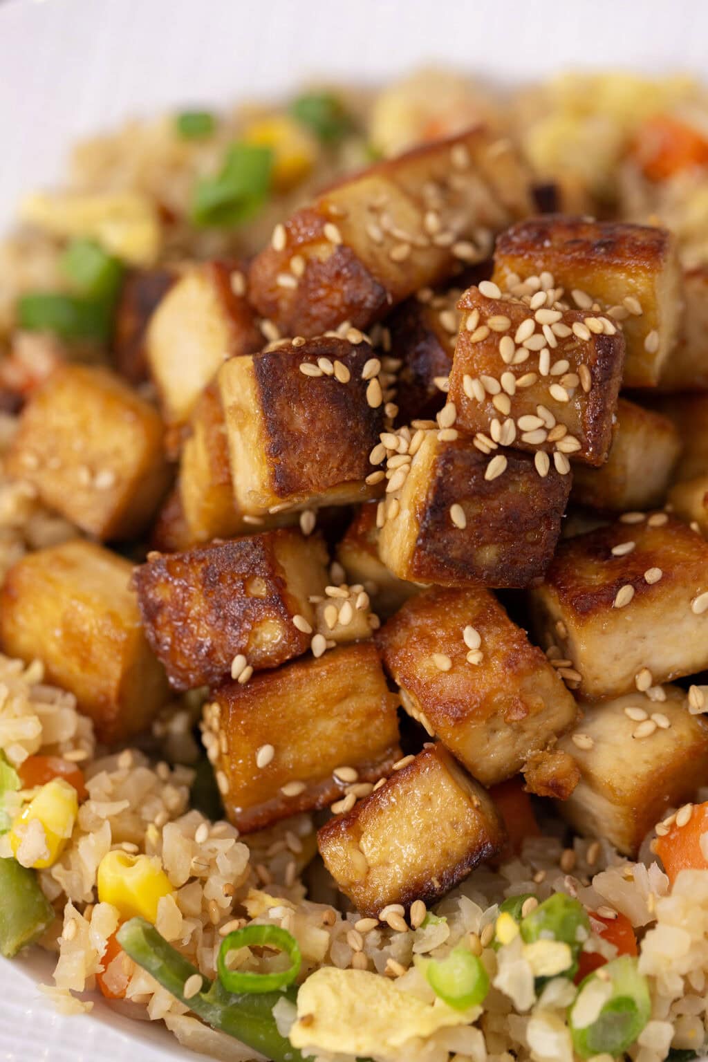Crispy Pan-Seared Tofu with Ginger-Sesame Glaze