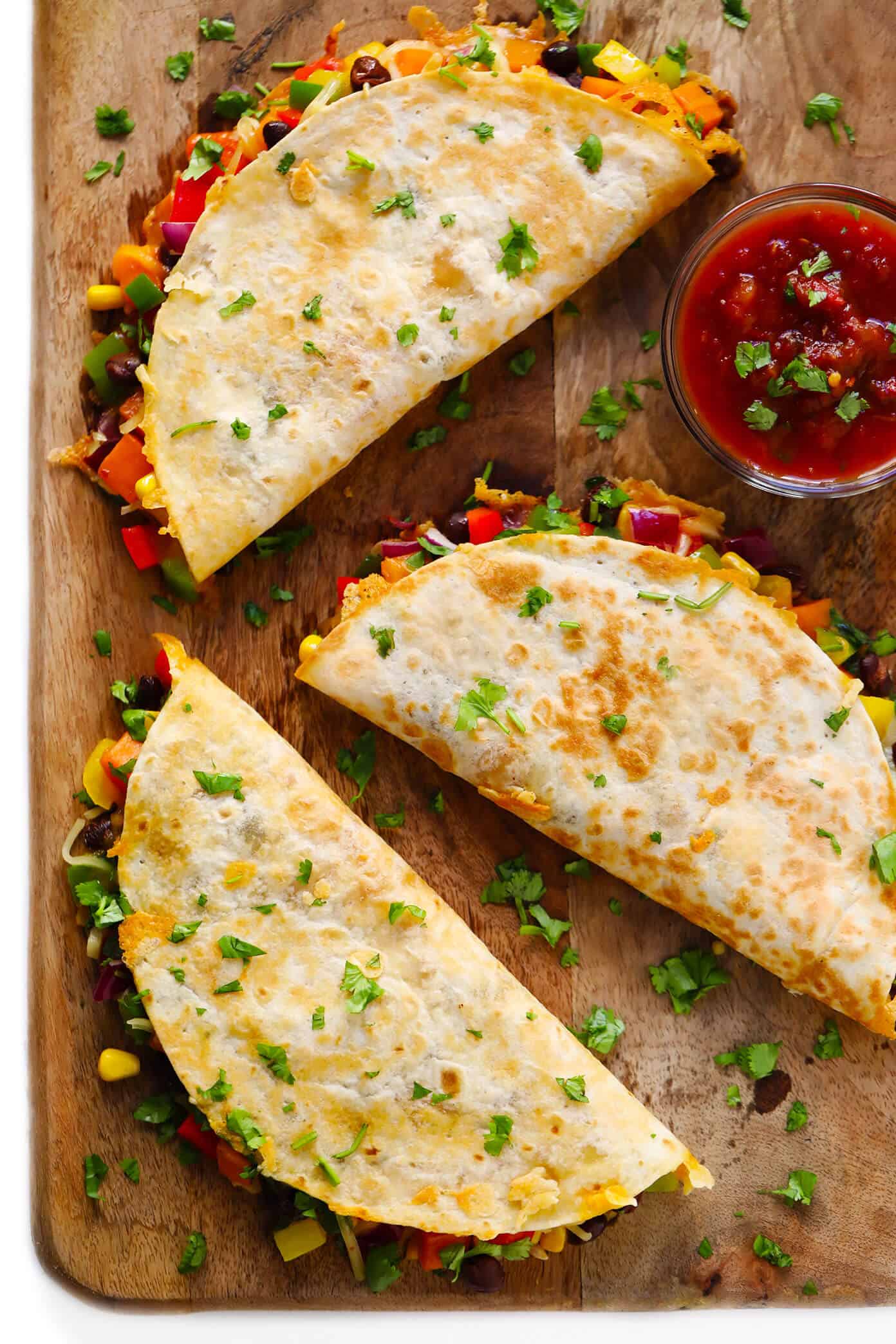 Vegetable-Stuffed Mini Quesadillas with Avocado Crema