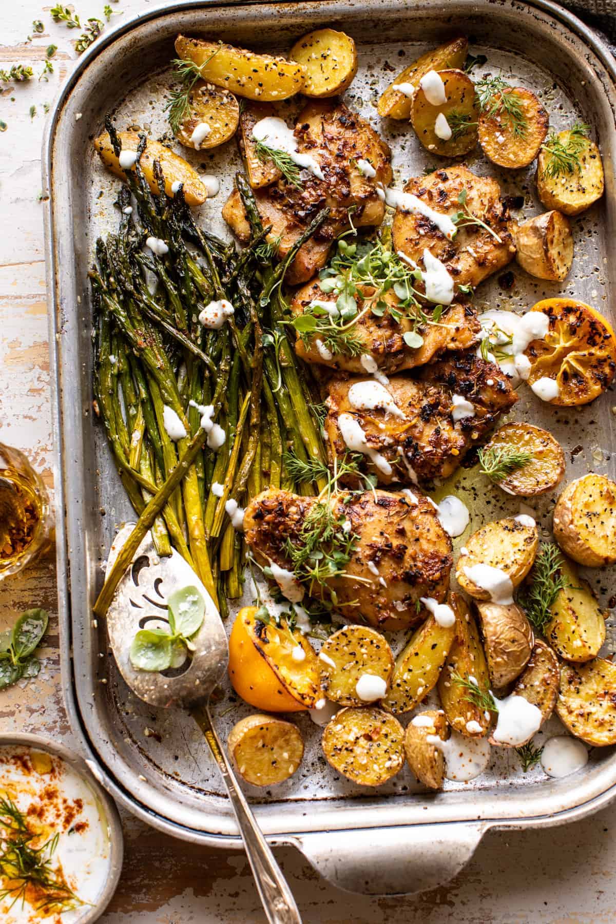 Pan-Seared Lemon-Garlic Chicken with Roasted Rosemary Potatoes