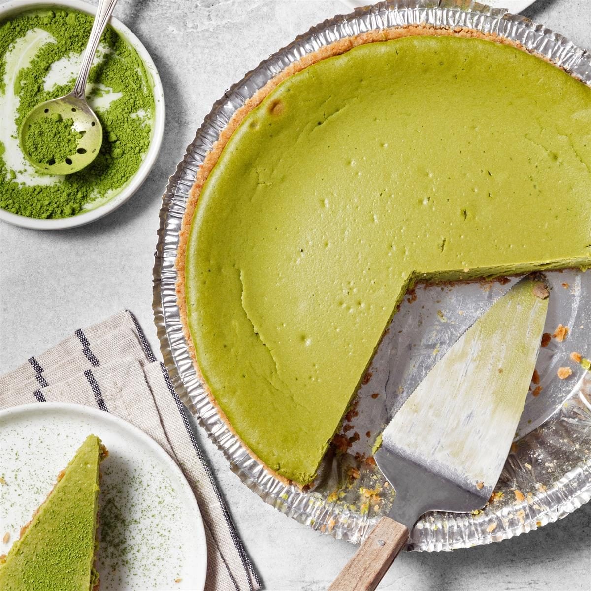 Baked Green Tea Matcha Cheesecake with Citrus Zest
