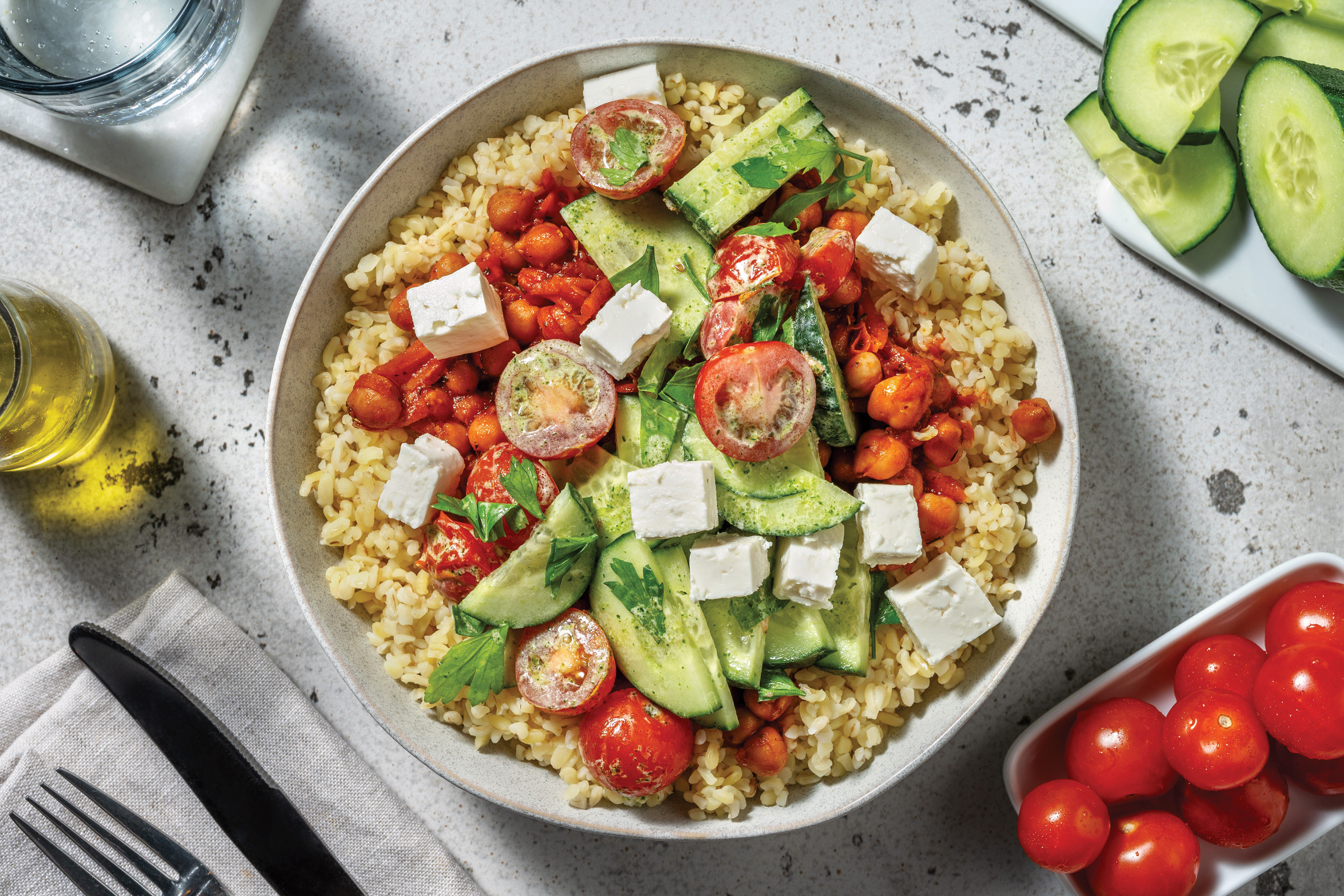 Bulgur Wheat and Chickpea Power Bowl