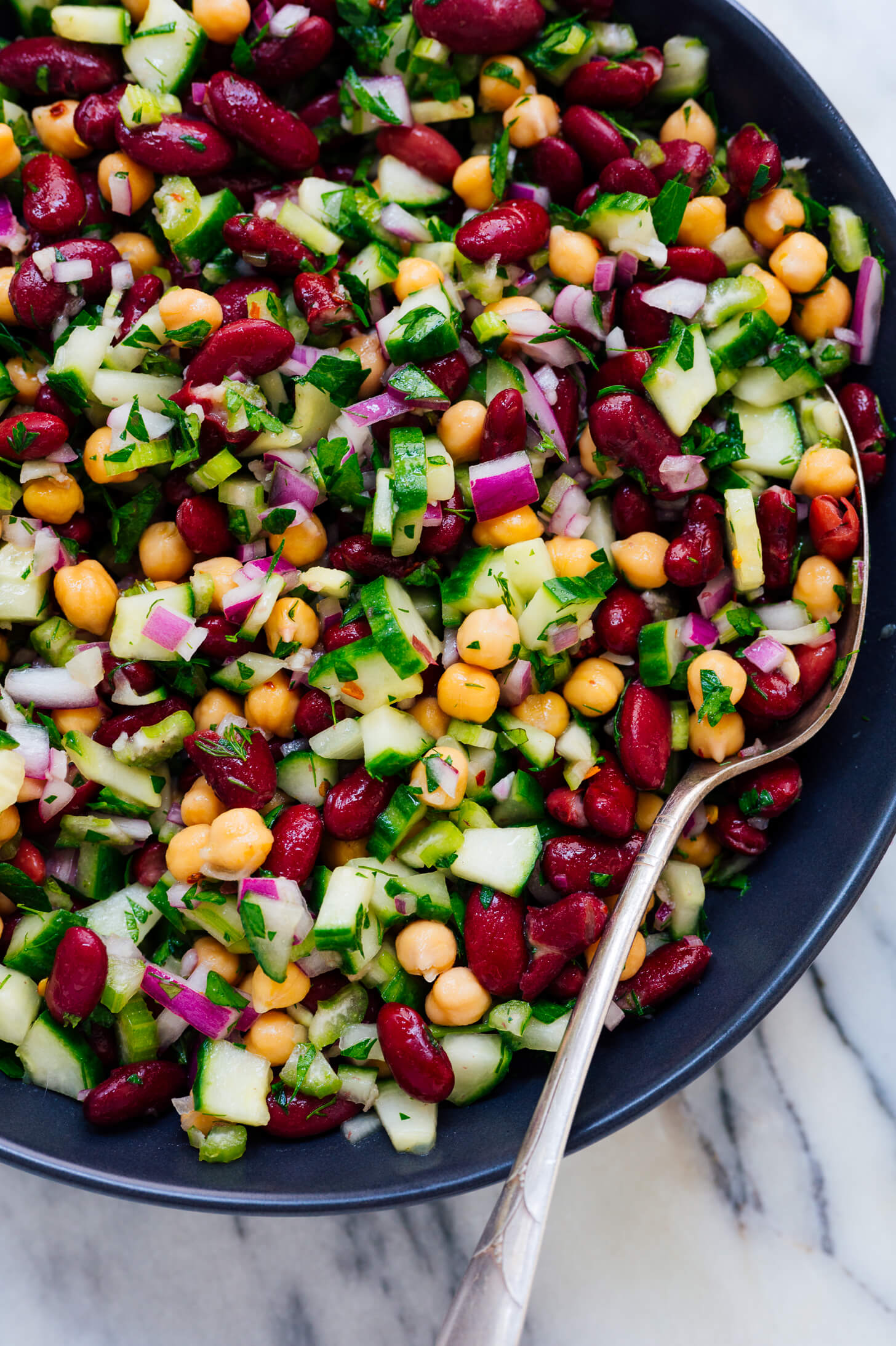 Four-Bean Mediterranean Salad with Lemon Vinaigrette