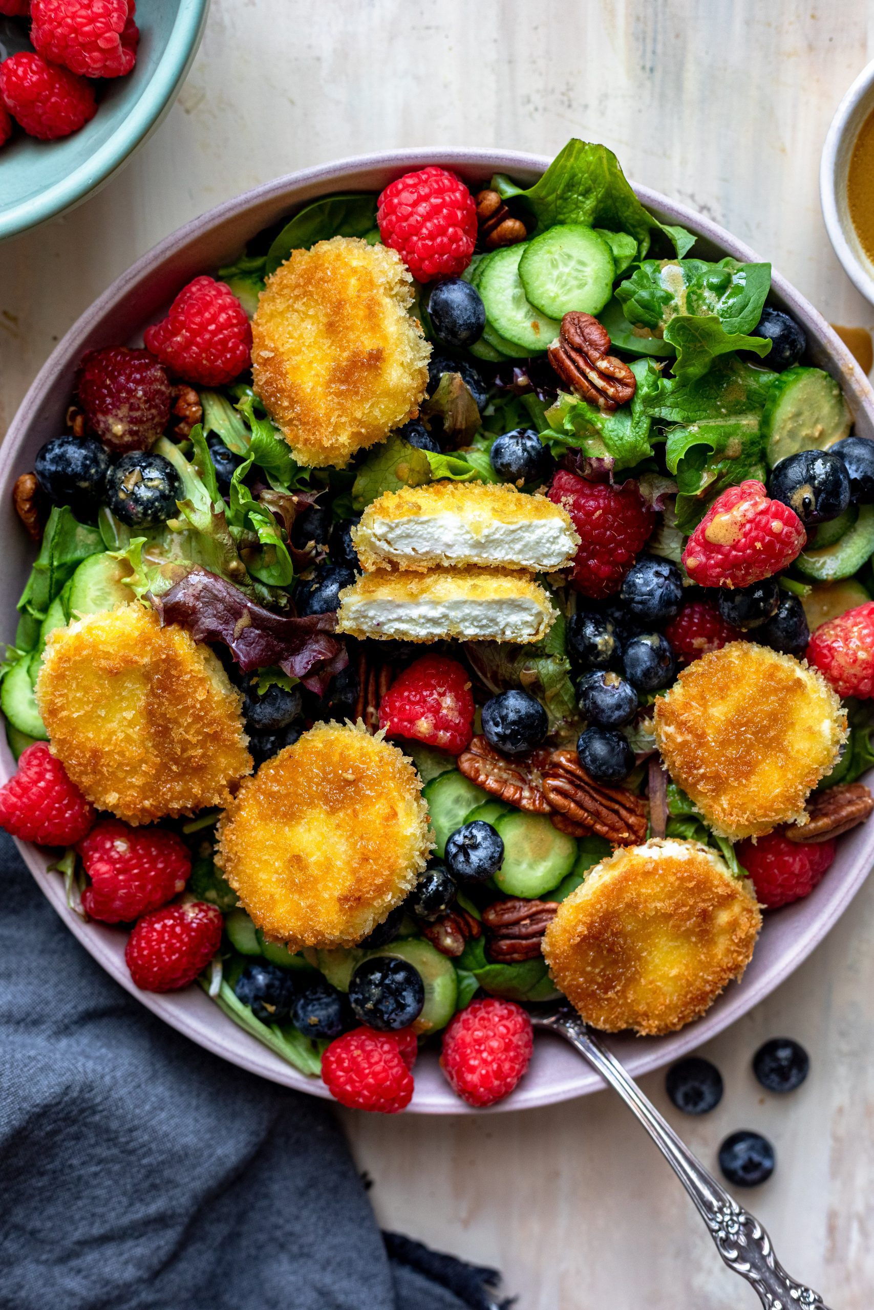 Saskatoon Berry and Goat Cheese Salad with Balsamic Vinaigrette