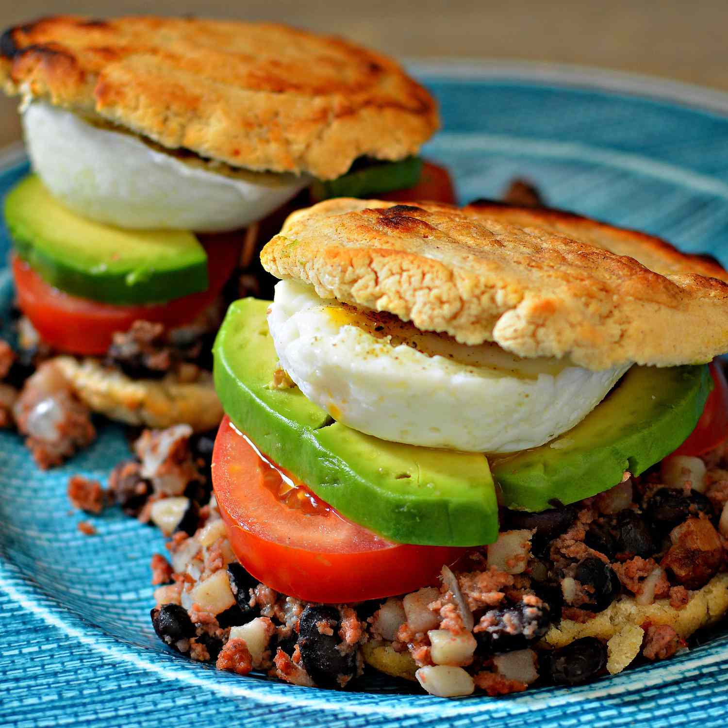 Portuguesa-Style Arepas with Spiced Beef and Avocado