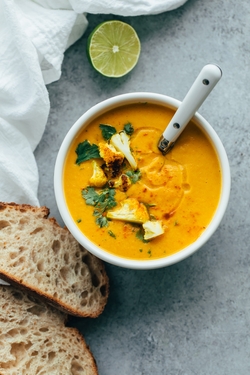 Turmeric-Spiced Cauliflower Soup with Coconut Milk