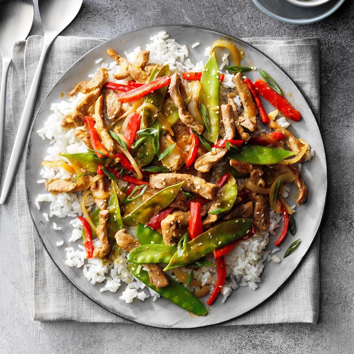 Stir-Fried Pork with Ginger and Scallions over Jasmine Rice