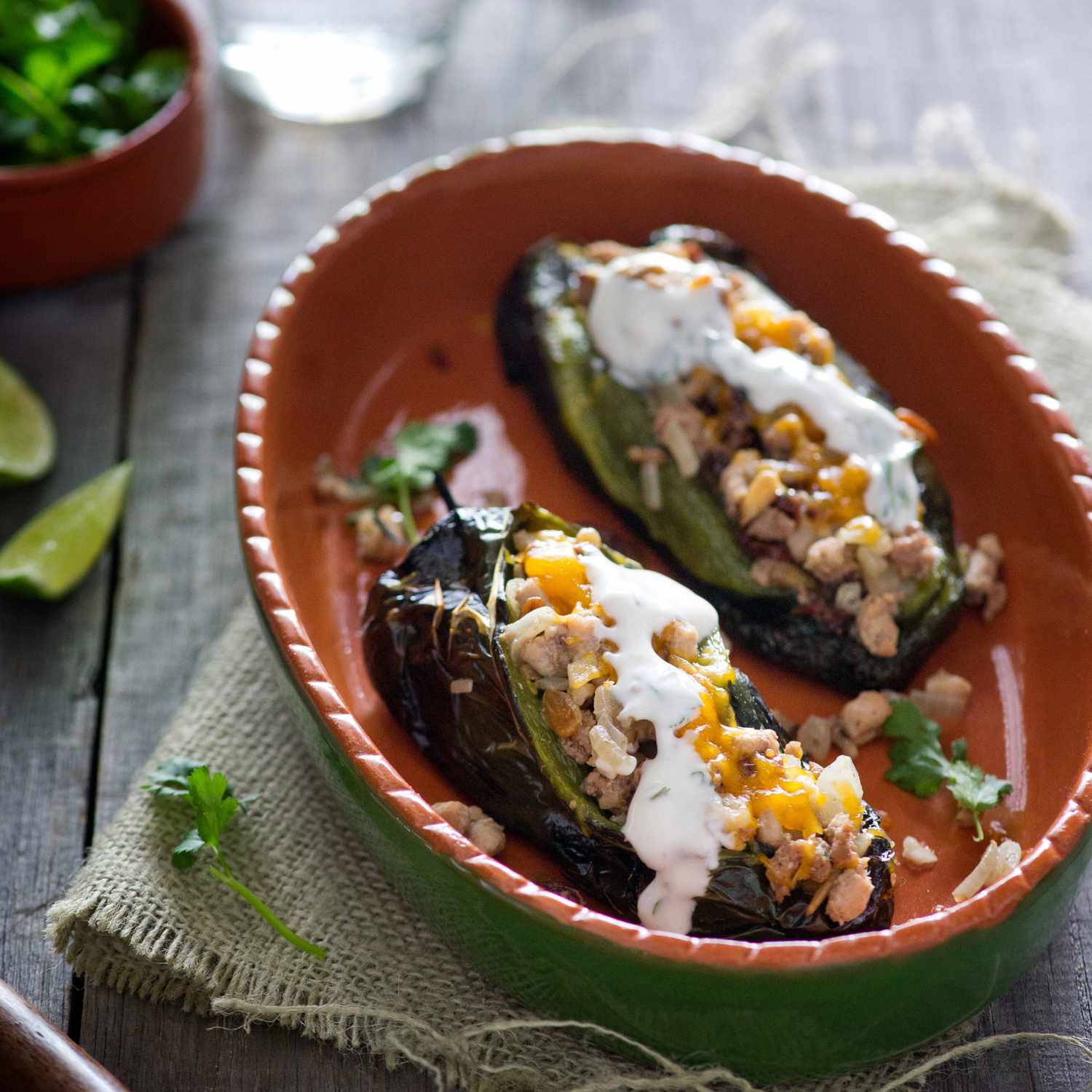Taco-Stuffed Poblano Peppers with Cilantro Lime Rice