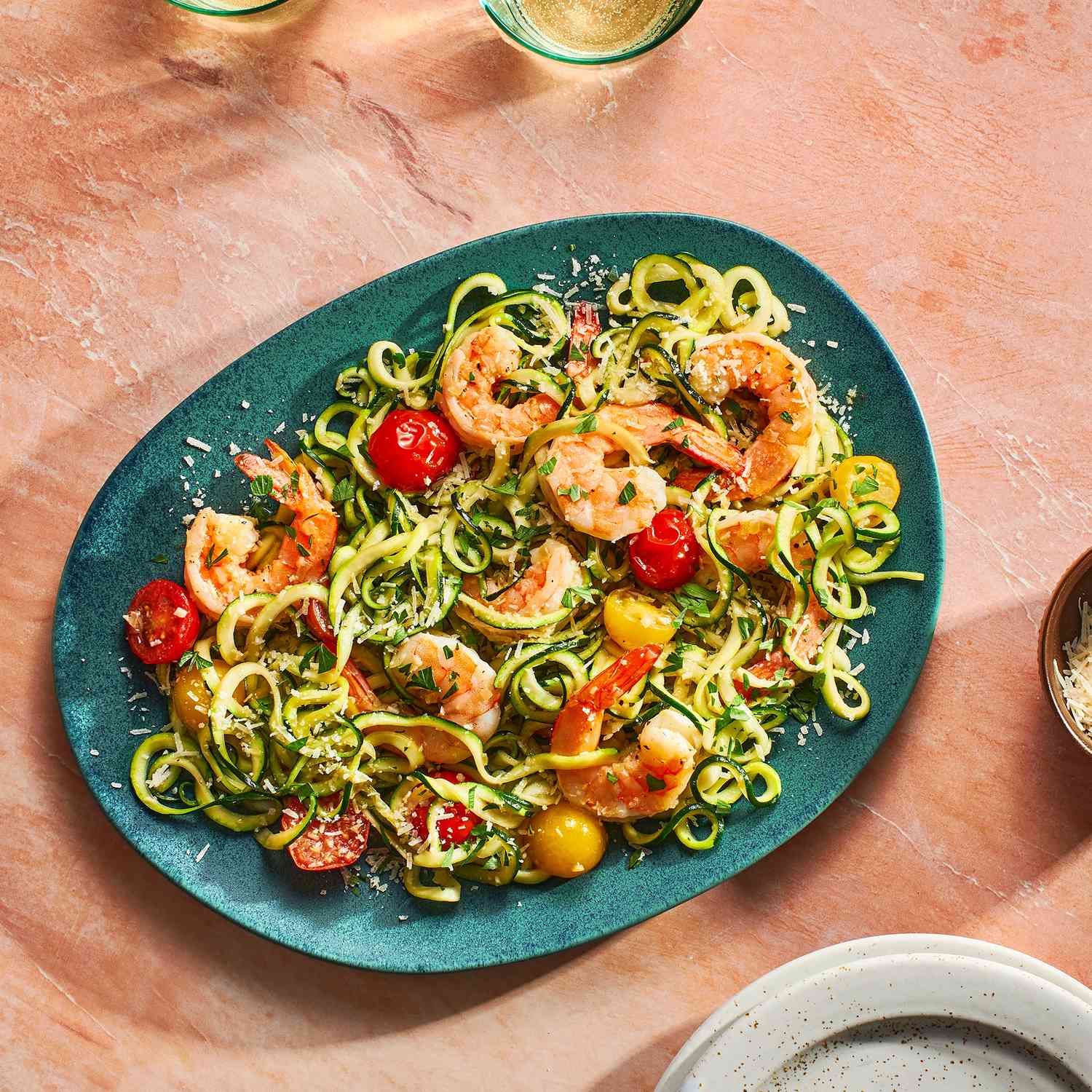 Sautéed Shrimp and Zucchini Noodles with Spicy Tomato Sauce