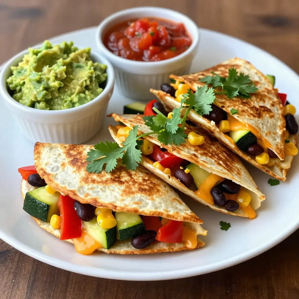 Mini Veggie-Loaded Quesadillas with Avocado Yogurt Sauce