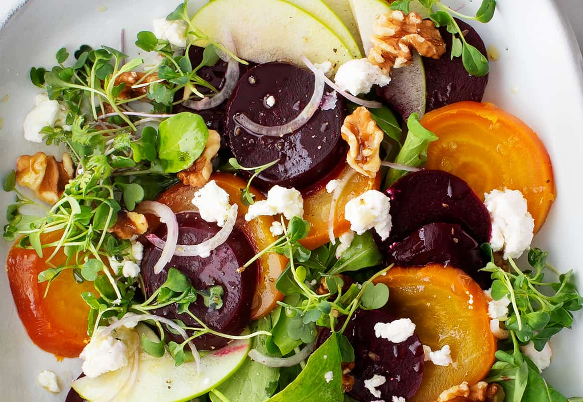 Lemon-Balsamic Roasted Beet Salad with Goat Cheese