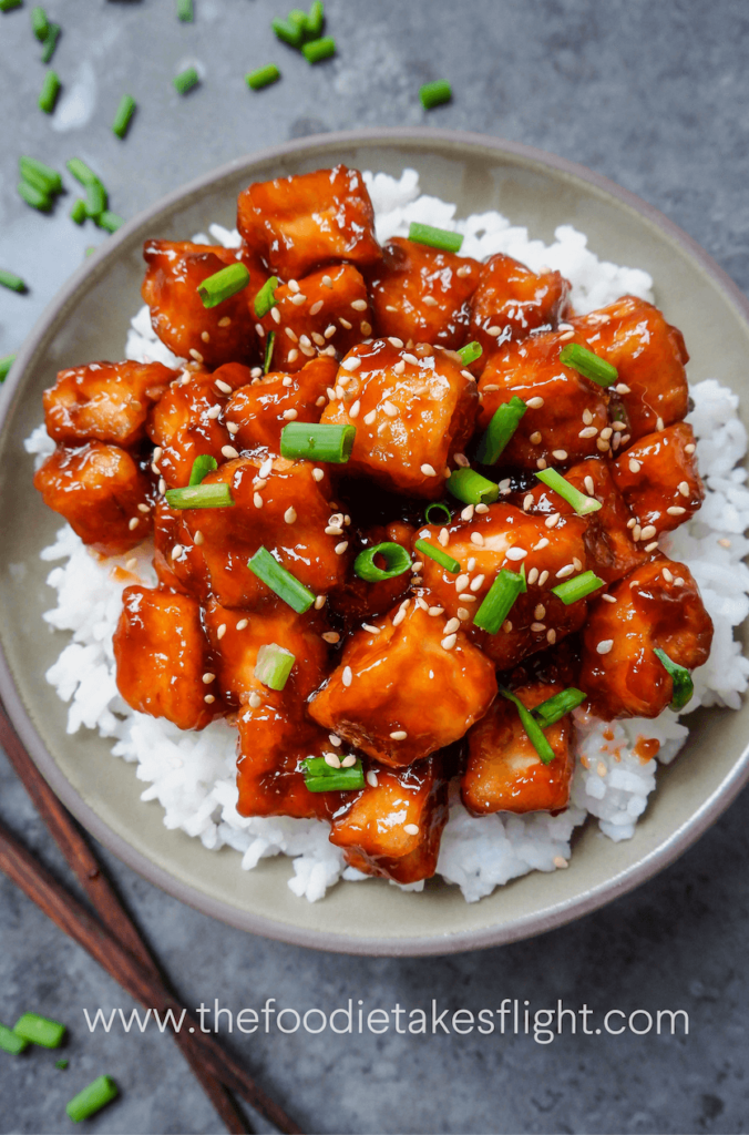 Crispy Pan-Fried Tofu with Sweet Chili Garlic Glaze