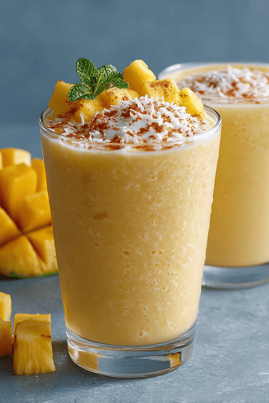 Mango-Pineapple Smoothie with Coconut and Ginger