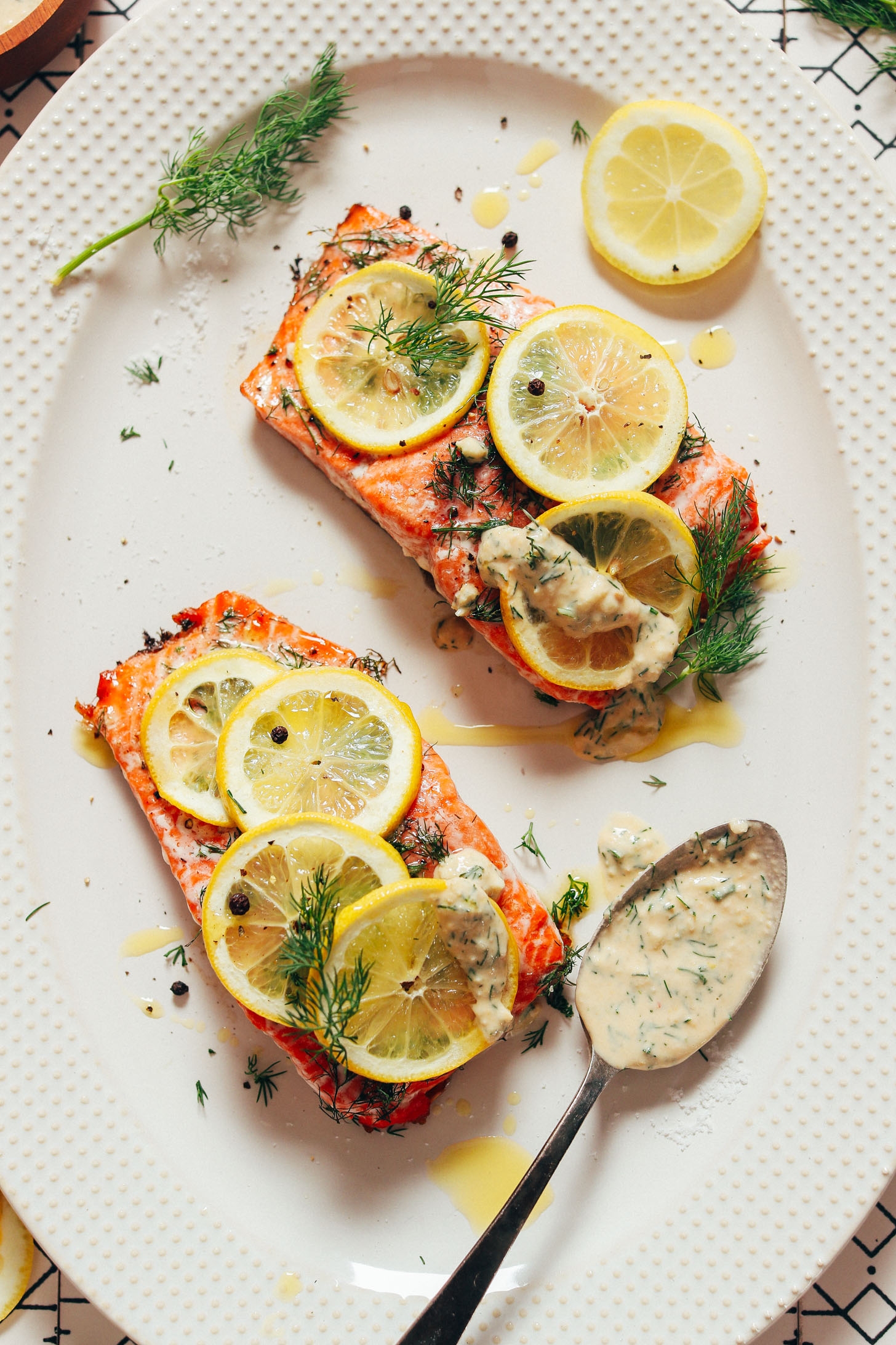 Pan-Roasted Salmon with Lemon-Dill Butter and Garlic Spinach