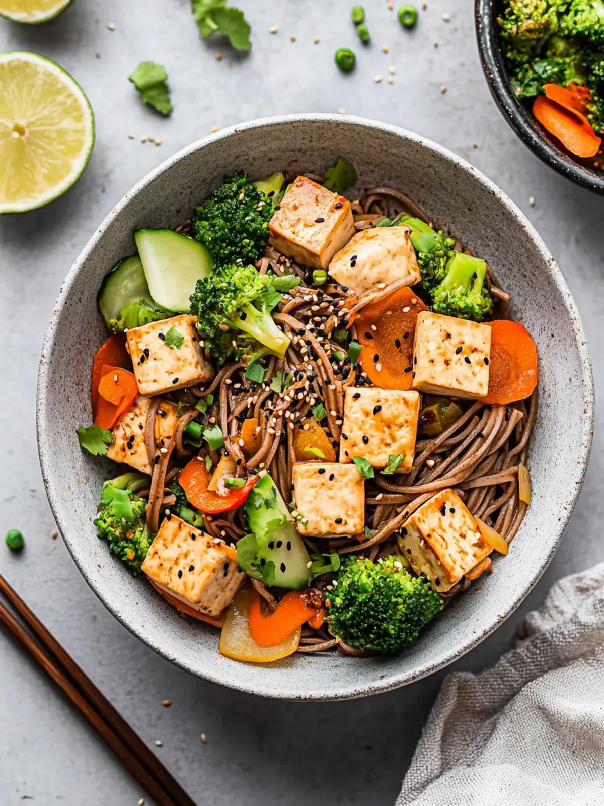 Simple Sesame Soba Noodle Stir Fry with Tofu