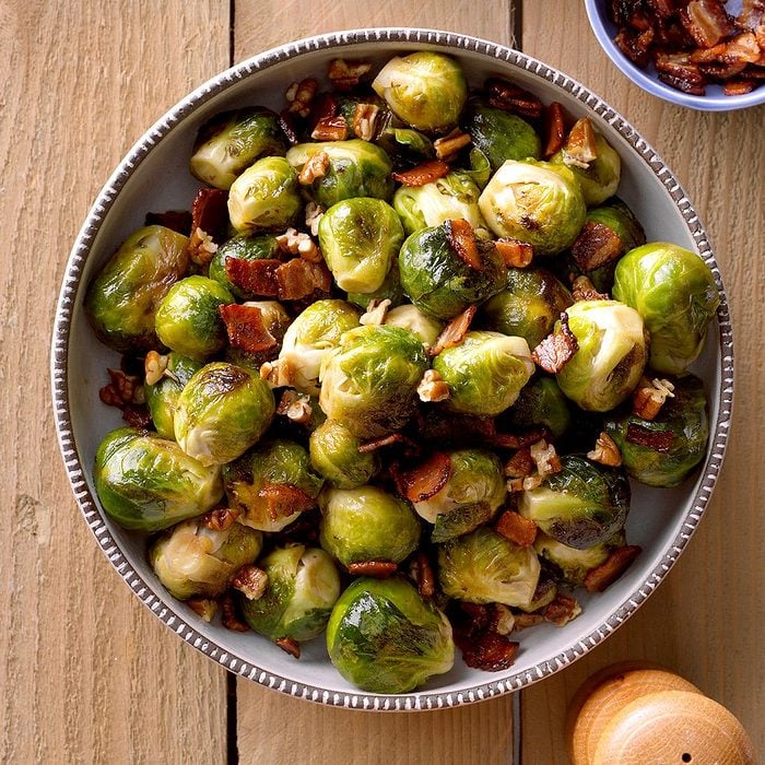 Skillet Maple-Glazed Bacon Brussels Sprouts