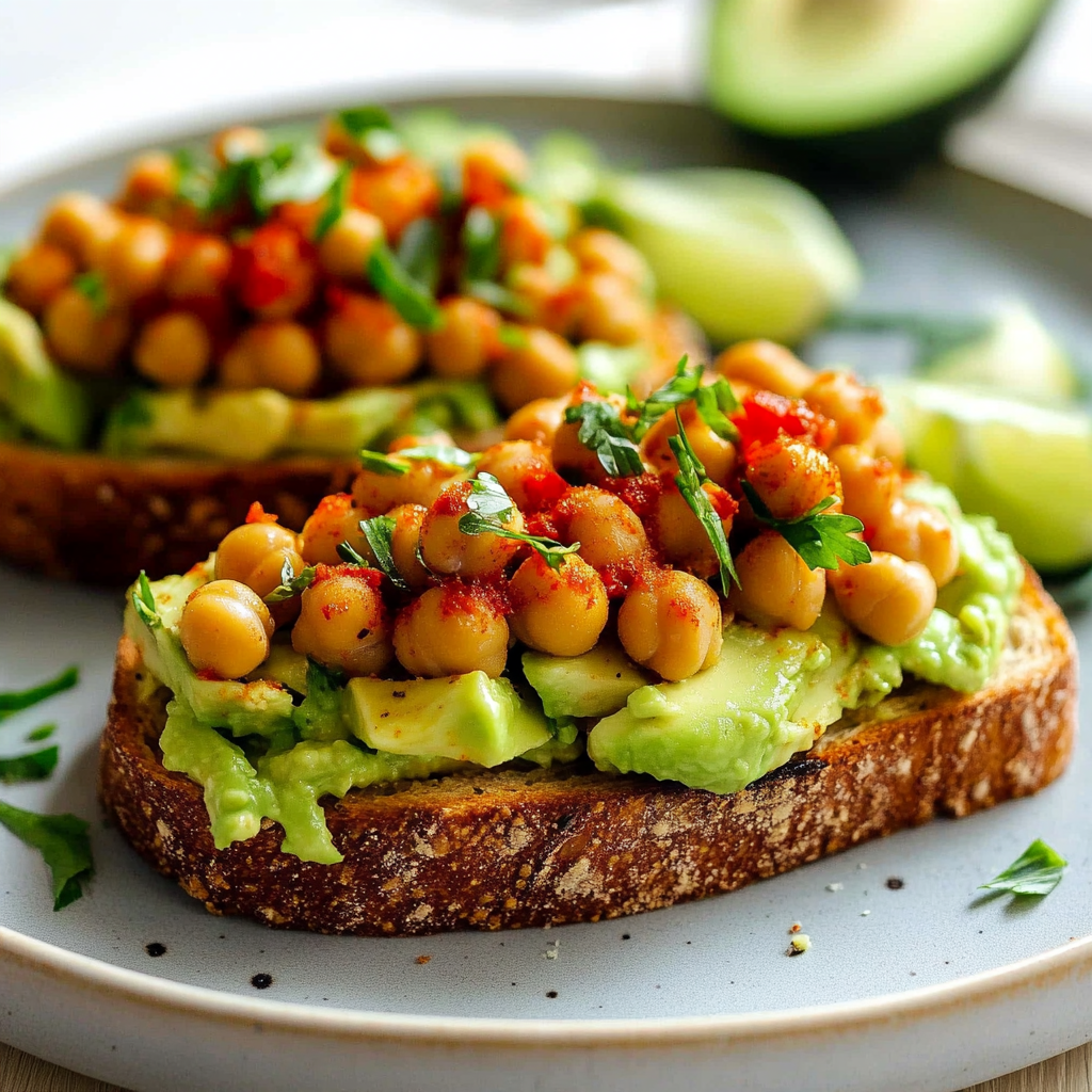 Half-Avocado Toast with Chili-Spiced Chickpeas