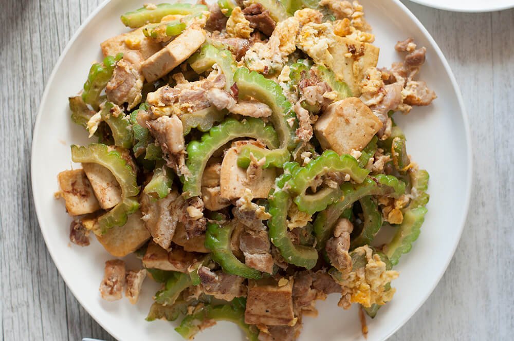 Sautéed Goya (Bitter Melon) with Pork and Okinawan Black Vinegar