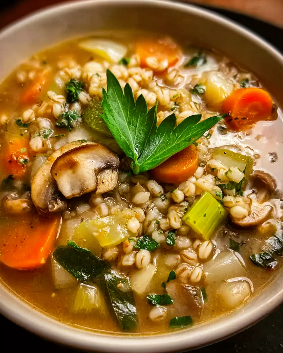 Rustic Vegetable and Barley Soup with Herbs