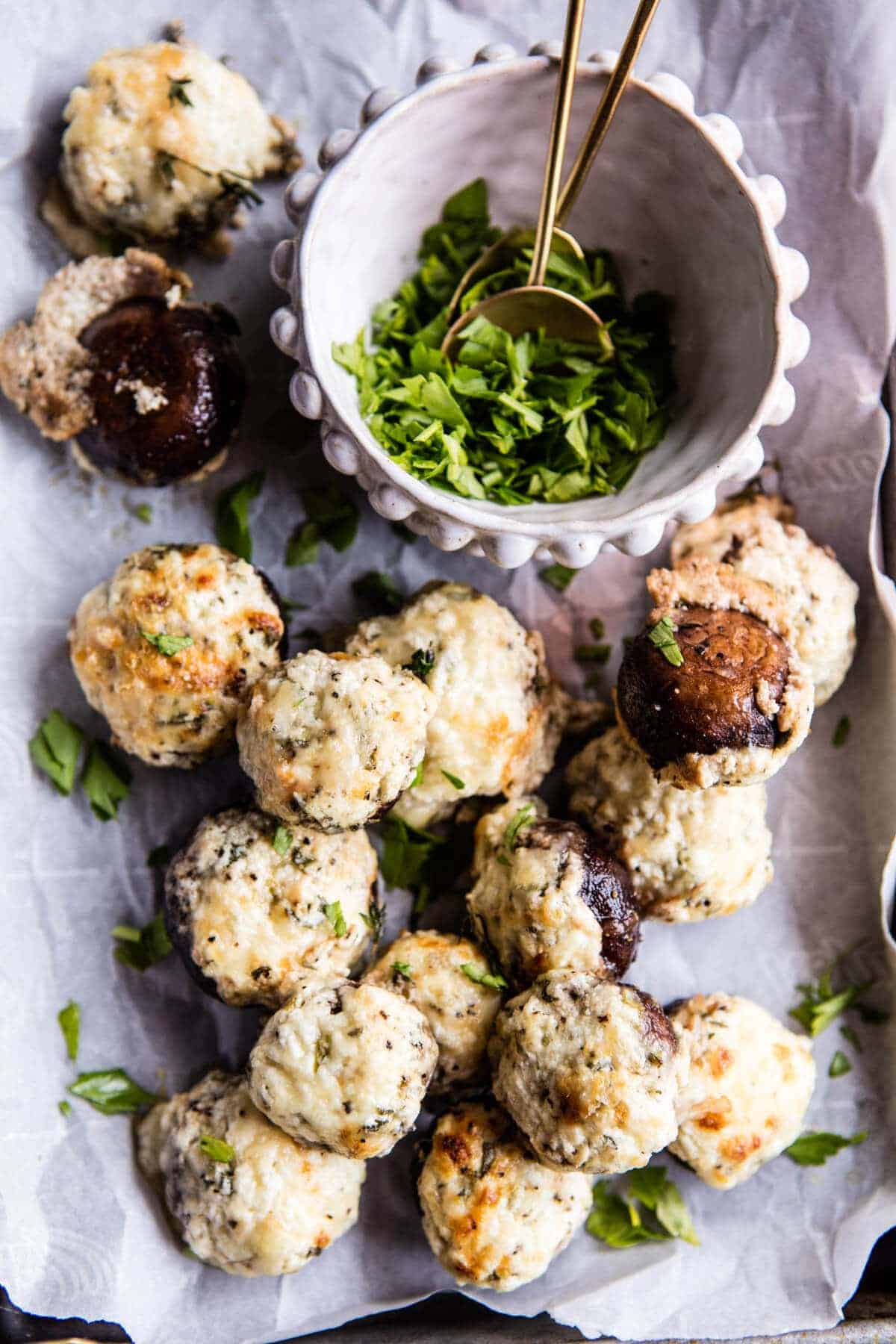 Secret Garden Herb and Goat Cheese Stuffed Mushrooms